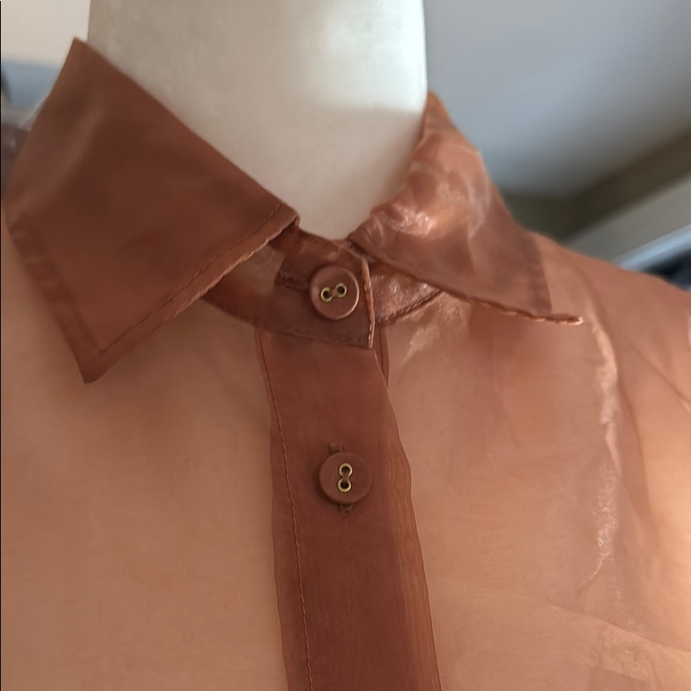 Forever 21 Orange Casual Button Down Shirt - Picture 3 of 6